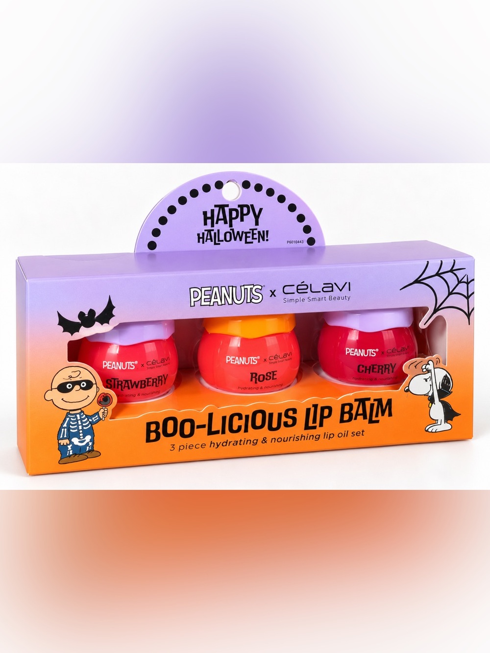 🎃💜 Peanuts x Célavi Boo-Licious Lip Oil Set | 3-Piece | NWT 🍒🐶